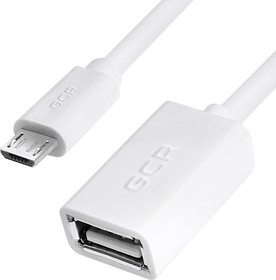 GCR-MB5AF-AA-0.5m, GCR Адаптер переходник OTG 0.5m USB 2.0, microB 5pin/AF, белый, литой, 30/30 AWG, морозостойкий