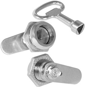 MS705-25, Замок цилиндрический для бокса с ключом , 25х18 мм, ригель прямой, ключ типа треугольник, ручка ключей металлическая