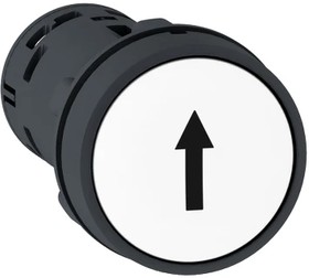 Фото 1/2 Белая кнопка с потайным толкателем 1НО стрелка вверх XB7NA11341