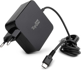 Блок питания TopON для ноутбука Dell 65W кабель Type-C, Power Delivery, Quick Charge 3.0, в розетку, кабель 180 см TOP-DE65Q. Черный.