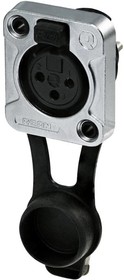 XLR panel socket, 3 pole, tin-plated, zinc die casting, RRX3F-Z-000-1