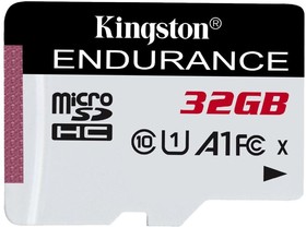 Фото 1/9 Карта памяти microSDHC Kingston High Endurance, 32 Гб, UHS-I Class 10 U1 A1