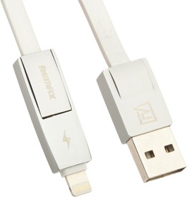 Фото 1/3 USB кабель REMAX Strive 2 in 1 Cable RC-042t для Apple 8 pin, Micro USB серебряный