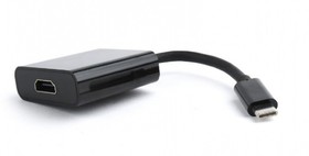 Фото 1/2 Переходник-конвертер USB Type-C(М)/HDMI(F), кабель 0.15м, черный, пакет A-CM-HDMIF-01