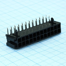 KLS1-XM1-3.00-2X12-R, (MF3-2x12MRA), Разъем Micro-Fit вилка на плату, прямой угол с фиксацией, 24 контакта, шаг 3мм