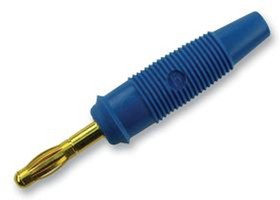 Фото 1/3 972518702, Blue Male Banana Plug, 4 mm Connector, Solder Termination, 32A, 30 V ac, 60V dc, Gold