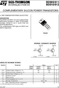 BD911, Транзистор NPN 100В 15А 90Вт [TO-220] – купить оптом и в розницу