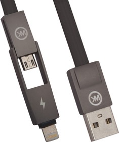 Фото 1/2 USB кабель WK Yiri 2 в 1 WDC-014 Apple 8 pin, Micro USB черный