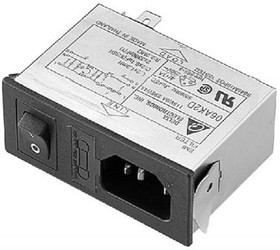 06AR2D, AC Power Entry Modules Power Entry Module EMI Filter, 115/250VAC, 6A, Snap-In, N/A-Lug, DIP Switch