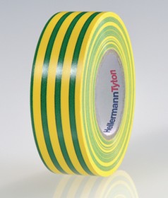 710-00157 HTAPE-FLEX15- 19x20-PVC-GNYE, HelaTape Flex Green, Yellow Electrical Tape, 19mm x 20m