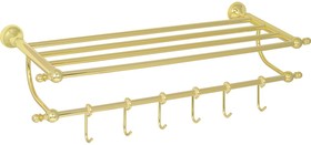 Полка-держатель для полотенец GIALETTA 60 см, c 6-ю подвижными крючками, золото VR.GIL-6426.DO