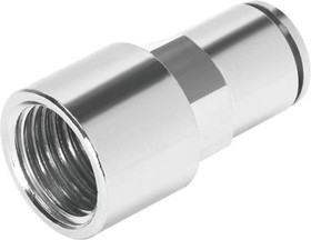 NPQH-D-G18F-Q8-P10, NPQH Series Straight Threaded Adaptor, G 1/8 Female to Push In 8 mm, Threaded-to-Tube Connection Style, 578354