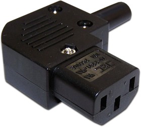 Фото 1/8 Вилка электрическая кабельная, IEC 60320, C13, 10A, 250V, угловая, разборная, черная, LANMASTER