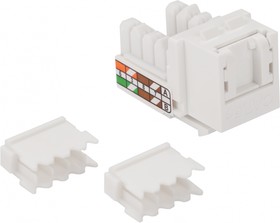 Модуль Keystone, RJ45, кат.5E, UTP, 90 градусов, со встроенной шторкой, белый