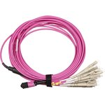 Сборка кабельная TopLan MPO-12LC, 12 волокон OM4, низкие потери, LSZH, 25 м, розовая