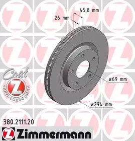 380.2111.20, 380.2111.20_диск тормозной !перед. 294x26/46-5x114 \ Chrysler Sebring/Caliber, Jeep Compass/Patriot