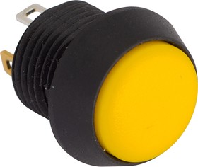 Фото 1/2 Pushbutton, 1 pole, black, illuminated (yellow), 0.4 A/32 V, mounting Ø 12 mm, IP67, FL12LY5