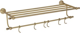 Полка-держатель для полотенец GIALETTA 60 см, c 6-ю подвижными крючками, бронза VR.GIL-6426.BR
