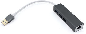 Адаптер USB Type-A на USB 3.0 x 3 + RJ45 серый