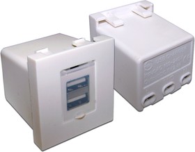 Модуль USB-зарядки, 2 порта, 5V / 2.4A, 45x45, белый LAN-EZ45x45-2xUSB-WH