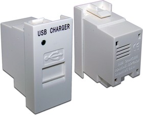 Модуль USB-зарядки, 1 порт, 5V / 1A, 22.5x45, белый LAN-EZ45x22-1xUSB-WH
