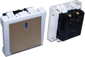 Выключатель 2-контактный, одноклавишный 45х45, бронза LAN-EC45x45-S11-BRZ