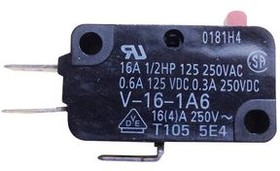 Фото 1/2 V-16-1A6, Micro Switch V, 16A, 1CO, 3.92N, Pin Plunger