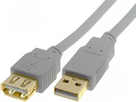 CAB-USBAAF/1.8G, Кабель, USB 2.0, гнездо USB A, вилка USB A, позолота, 1,8м, серый