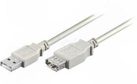 Фото 1/2 50961, Кабель USB 2.0 гнездо USB A,вилка USB A 3м серый