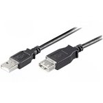 USB 2.0 extension line, USB plug type A to USB socket type A, 0.6 m, black