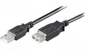 Фото 1/2 68903, Кабель USB 2.0 гнездо USB A,вилка USB A 1,8м черный