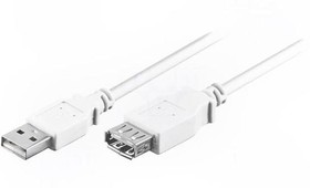 Фото 1/2 96198, Кабель USB 2.0 гнездо USB A,вилка USB A 1,8м белый