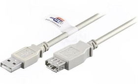 Фото 1/2 68914, Кабель USB 2.0 гнездо USB A,вилка USB A 1,8м белый
