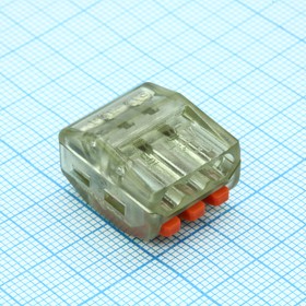Фото 1/2 PCT-313, Клеммник быстрозажимной 3-х контактный сечение 0.08-2.5 кв.мм