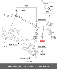 Фото 1/2 Тяга переднего стабилизатора L=R HYUNDAI iX35/KIA Sportage III 2010-  HYUNDAI/KIA 54830-3U000