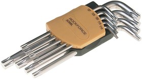 Фото 1/2 Набор ключей TORX T10-Т50 Г-образных удлиненных 9 предметов с держателем ROCKFORCE