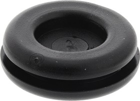 01330352010, Black PVC 18mm Cable Grommet for Maximum of 11mm Cable Dia.
