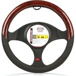 Чехол на руль черный c коричневой вставкой PREMIUM d 37-39 604000