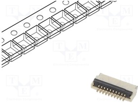 FFC2B28-10-G, FFC & FPC Connectors 10W,0.5mm FFC Con,R/A,Dual Cont,B/Flp,H1. 0mm,Gld,SMT,T&R