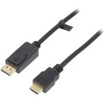 CV0126, Кабель, DisplayPort1.2, вилка DisplayPort, вилка HDMI, 1м