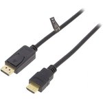 CV0127, Кабель, DisplayPort1.2, вилка DisplayPort, вилка HDMI, 2м