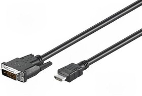 Фото 1/2 50579, Кабель, HDMI 1.4, DVI-D (18+1) вилка, вилка HDMI, 1м, черный