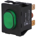 1670.5202, Illuminated Pushbutton Switch ON-OFF DPST LED 250 VAC Green None
