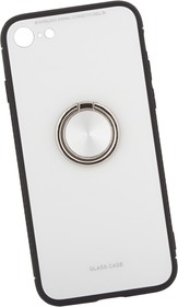 Фото 1/5 Защитная крышка "LP" для iPhone 7/8 "Glass Case" с кольцом (белое стекло/коробка)