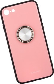 Фото 1/5 Защитная крышка "LP" для iPhone 7/8 "Glass Case" с кольцом (розовое стекло/коробка)