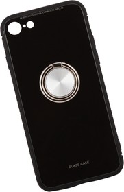Фото 1/5 Защитная крышка "LP" для iPhone 7/8 "Glass Case" с кольцом (черное стекло/коробка)