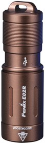 Фото 1/3 E02RBN, Фонарь-брелок светодиодный Fenix E02R, коричневый, 200 лм, встроенный аккумулятор