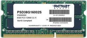 Фото 1/4 Модуль памяти Patriot SL DDR3 8GB 1600MHz SODIMM (PSD38G16002S)