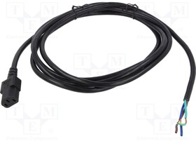 315008-01, Cable; 3x18AWG; IEC C13 female,wires; PVC; 3m; black; 10A; 125V