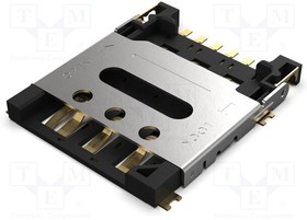 Фото 1/2 SIM8060-6-0-14-00-A, Memory Card Connectors Nano SIM Card Connector, Hinged Type, SMT, 6Pin, without card detection switch, 1.43mm Profile